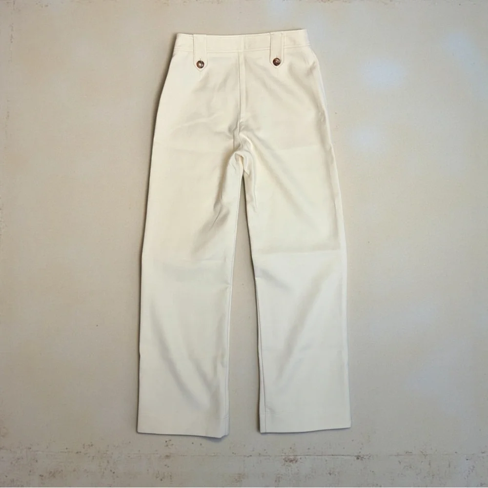 Sezane Yves Trousers Ecru Cream Sz 38 US 6 Wide Leg Long Pant Wool Blend READ - Picture 15 of 16